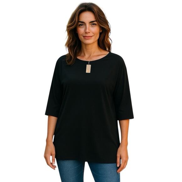 Chico's Tops - Chico’s black layered woven hem top with 3/4 NWT size M / 12 / 2